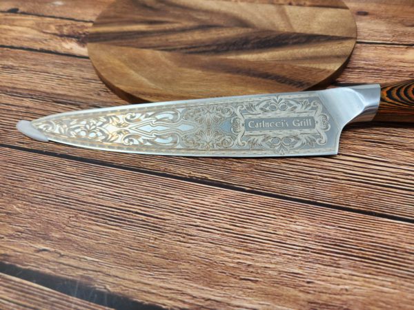 Ornate Custom Etched Chefs Knife / personalized knife / kitchen knife / 8" knife - Image 5