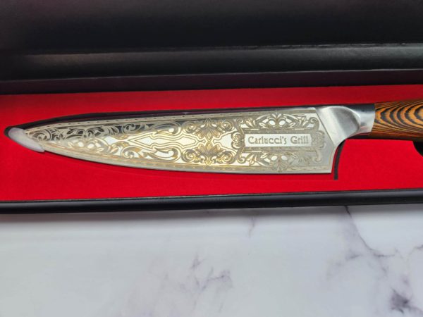 Ornate Custom Etched Chefs Knife / personalized knife / kitchen knife / 8" knife